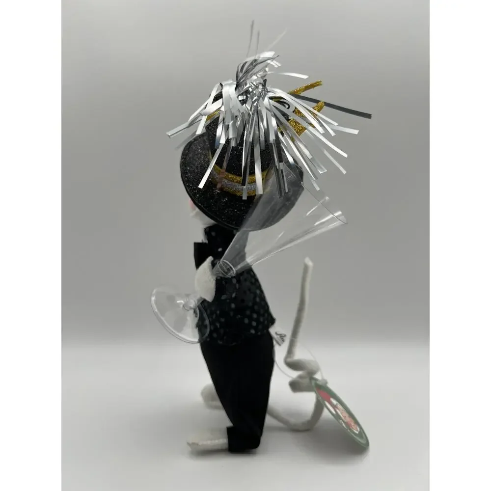 Annalee Happy New Years Toasting Mouse in Black Tuxedo 8” Limited Edition #7/250